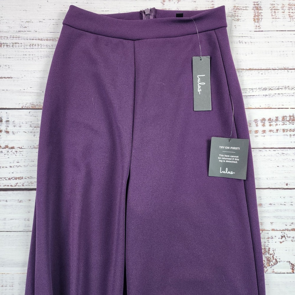 NWT LULUS My Favorite Person Purple Wide Leg Pants High Waist Small Palazzo S